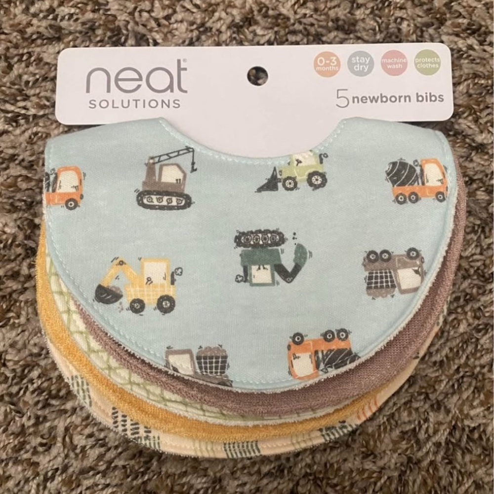 Baby Bibs - Construction Theme in Blue and Orange